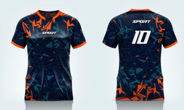 Desain baju futsal dengan ilustrasi pahlawan olahraga